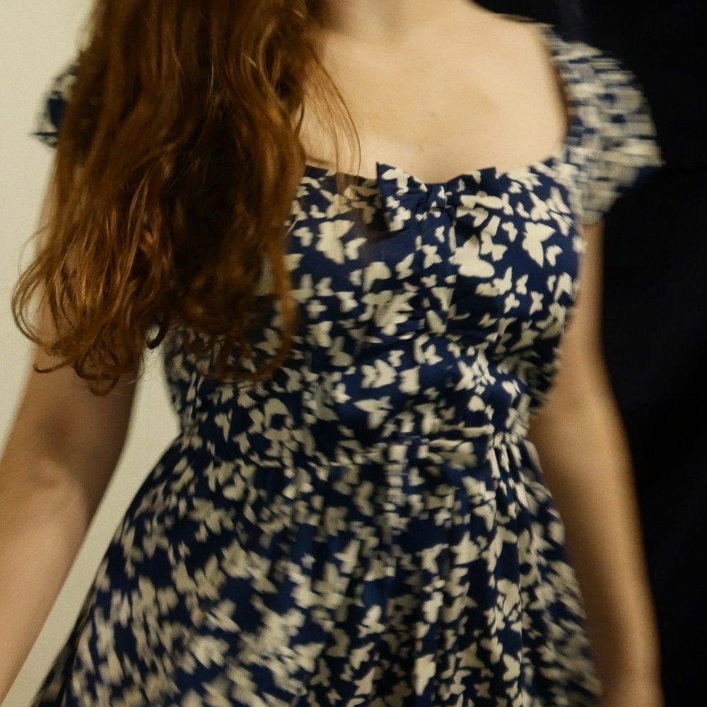 Navy Blue Floral Dress